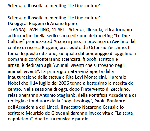 Scienza e ﬁlosoﬁa al mee ng "Le Due culture"